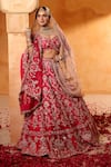 Buy_Mehar_Rose Gold Silk Zari, Embroidery Rani Pink Zardozi Work Bridal Lehenga Set _at_Aza_Fashions