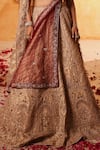 Shop Mehar Gold Tissue Embroidery, Zari, Sequins Sweetheart Antique Bridal Lehenga Set Online at Aza Fashions Shop_Mehar_Gold Tissue Embroidery, Zari, Sequins Sweetheart Antique Bridal Lehenga Set _Online_at_Aza_Fashions