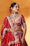 Buy_Mehar_Red Silk Embroidery, Zari Sweetheart Neck Raw Bridal Lehenga Set _Online_at_Aza_Fashions