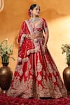 Buy_Mehar_Red Silk Embroidery, Zari Sweetheart Neck Raw Bridal Lehenga Set _at_Aza_Fashions