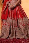 Shop_Mehar_Red Silk Embroidery, Zari, Stones V-neck Raw Bridal Lehenga Set _Online_at_Aza_Fashions