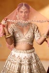 Buy_Mehar_Ivory Silk, Net Zari, Embroidery, Sequins V-neck Bridal Lehenga Set _Online_at_Aza_Fashions
