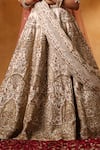 Shop_Mehar_Ivory Silk, Net Zari, Embroidery, Sequins V-neck Bridal Lehenga Set _Online_at_Aza_Fashions