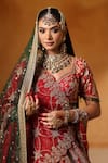 Buy_Mehar_Red Silk, Net Zari, Embroidery Sweetheart Neck Work Bridal Lehenga Set _Online_at_Aza_Fashions