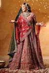 Mehar_Red Silk, Net Zari, Embroidery Sweetheart Neck Work Bridal Lehenga Set _Online_at_Aza_Fashions