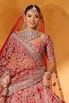 Buy_Mehar_Red Silk Zari, Sequins, Embroidery Sweetheart Neck Scarlet Bridal Lehenga Set _Online_at_Aza_Fashions