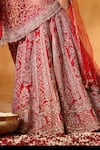 Shop_Mehar_Red Silk Zari, Sequins, Embroidery Sweetheart Neck Scarlet Bridal Lehenga Set _Online_at_Aza_Fashions