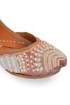 NR By Nidhi Rathi_Rose Gold Pearl And Bead Embellished Jutti _at_Aza_Fashions