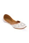 NR By Nidhi Rathi_White Mirror And Bead Embellished Juttie _Online_at_Aza_Fashions