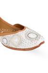 NR By Nidhi Rathi_White Mirror And Bead Embellished Juttie _at_Aza_Fashions