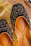 Shop_NR By Nidhi Rathi_Black Embellished Sequin And Pearl Jutti 