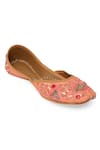 Buy_NR By Nidhi Rathi_Peach Sequins And Beads Embroidered Juttis _Online_at_Aza_Fashions