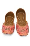 Buy_NR By Nidhi Rathi_Peach Sequins And Beads Embroidered Juttis _at_Aza_Fashions