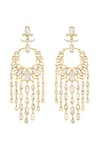 Shop_Isharya_Gold Plated Mirrors, Crystals 18kt Lisboa Statement Moon Baali Earrings _at_Aza_Fashions