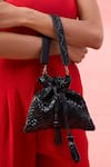 Buy_The Purple Sack_Black Sequins, Beads, Tassels Embroidered Chevron Potli Bag _at_Aza_Fashions