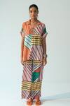 Buy_Beachbum_Multi Color Viscose, Shantoon Beads, Embroidery V-neck, Printed Top And Pant Set _at_Aza_Fashions