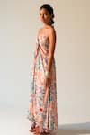 Beachbum Peach Viscose, Shantoon V-neck Floral Print Maxi Dress Online at Aza Fashions Beachbum_Peach Viscose, Shantoon V-neck Floral Print Maxi Dress _Online_at_Aza_Fashions