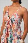 Beachbum Peach Viscose, Shantoon V-neck Floral Print Maxi Dress at Aza Fashions Beachbum_Peach Viscose, Shantoon V-neck Floral Print Maxi Dress _at_Aza_Fashions