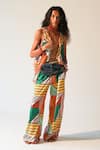 Shop_Beachbum_Multi Color Viscose Geometric Print Santoon Vest And Pant Set _at_Aza_Fashions