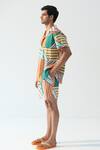 Beachbum_Multi Color Cotton, Cambric, Poplin Geometric Striped Shirt And Shorts Set _Online_at_Aza_Fashions