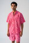 Buy_Beachbum_Fuchsia Cotton Tropical Print Shirt And Shorts Set _Online_at_Aza_Fashions