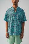 Buy_Beachbum_Blue Cotton Leaf Print Shirt And Shorts Set _Online_at_Aza_Fashions