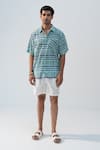 Shop_Beachbum_Blue Cotton Geometric Printed Shirt And Shorts Set _at_Aza_Fashions