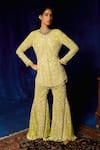 Mani Bhatia_Yellow Chiffon Sequins, Pearls, Beads, Poppy And Cutdana Kurta Gharara Set _Online_at_Aza_Fashions
