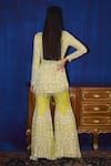 Shop_Mani Bhatia_Yellow Chiffon Sequins, Pearls, Beads, Poppy And Cutdana Kurta Gharara Set _at_Aza_Fashions