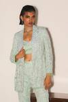 Mani Bhatia_Mint Organza, Crepe Pearls, Sequins, Crystals, Jolie Jacket, Bustier And Sharara _Online_at_Aza_Fashions