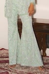 Shop_Mani Bhatia_Mint Organza, Crepe Pearls, Sequins, Crystals, Jolie Jacket, Bustier And Sharara _Online_at_Aza_Fashions