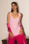 Mani Bhatia_Pink Crepe, Organza Pearls, Sequins, Cher And Embroidered Kurta Sharara Set _Online_at_Aza_Fashions