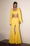 Buy_Mani Bhatia_Yellow Modal, Crepe Sequins, Eloise And Cutdana Embellished Bustier Sharara Set _at_Aza_Fashions