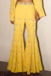 Buy_Mani Bhatia_Yellow Modal, Crepe Sequins, Eloise And Cutdana Embellished Bustier Sharara Set _Online_at_Aza_Fashions