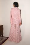 Shop_Mani Bhatia_Pink Crepe Embroidery, Sequins, Pearls Giselle Resham And Jacket Sharara Set _at_Aza_Fashions