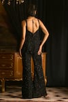 Shop_Mani Bhatia_Black Net, Crepe Sequins, Pearls, Beads Kiki And Embroidered Tunic Sharara Set _at_Aza_Fashions