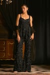 Buy_Mani Bhatia_Black Net, Crepe Sequins, Pearls, Beads Kiki And Embroidered Tunic Sharara Set _at_Aza_Fashions