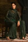 Buy Mani Bhatia Emerald Green Chiffon, Net Crystals, Percy Short Kurta, Jacket And Pant Set Online at Aza Fashions Buy_Mani Bhatia_Emerald Green Chiffon, Net Crystals, Percy Short Kurta, Jacket And Pant Set _Online_at_Aza_Fashions