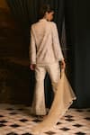 Shop_Mani Bhatia_White Net, Satin Pearls, Perline Embroidered Jacket, Pant And Dupatta Set _at_Aza_Fashions