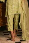 Mani Bhatia_Green Crepe, Organza Sequins, Pearls Christel Pastel Embroidered Kurta Set _Online_at_Aza_Fashions