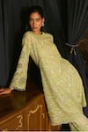Shop_Mani Bhatia_Green Crepe, Organza Sequins, Pearls Christel Pastel Embroidered Kurta Set _Online_at_Aza_Fashions