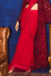 Buy_Mani Bhatia_Red Organza, Georgette Sequins, Pearls, Beads, Embroidery Zerline And Saree Set _Online_at_Aza_Fashions