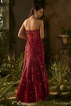 Shop_Parul Gandhi_Red Mesh, Net Sequins, Beads, Embroidery, Ruffles Sweetheart Ignessa And Gown _at_Aza_Fashions