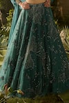 Buy_Parul Gandhi_Emerald Green Net, Silk, Mesh Sequins, Beads, Mystic Moss Blouse Lehenga Set 
