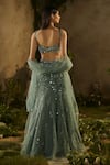 Shop_Parul Gandhi_Aqua Mesh, Silk, Net Sequins, Embroidery Secret Garden And Floral Lehenga Set _at_Aza_Fashions