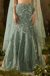 Parul Gandhi_Aqua Mesh, Silk, Net Sequins, Embroidery Secret Garden And Floral Lehenga Set _Online_at_Aza_Fashions