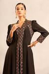 Buy_Sejal Kamdar_Black Crepe Embroidery V-neck Ajrakh Embellished V Slit Kurta And Pant _Online_at_Aza_Fashions
