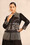 Buy_Sejal Kamdar_Black Silk, Crepe Patchwork, Embroidery, And Cut Pipe Penetration Jacket & Pant 