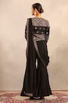 Sejal Kamdar_Black Georgette Patchwork, Beads Keyhole Neck Ajrakh Blouse And Sharara Set _Online_at_Aza_Fashions