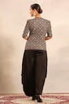 Sejal Kamdar_Black Embroidery, Beads Scoop Neck, Ajrakh Embellished Jacket And Cowl Jumpsuit _Online_at_Aza_Fashions